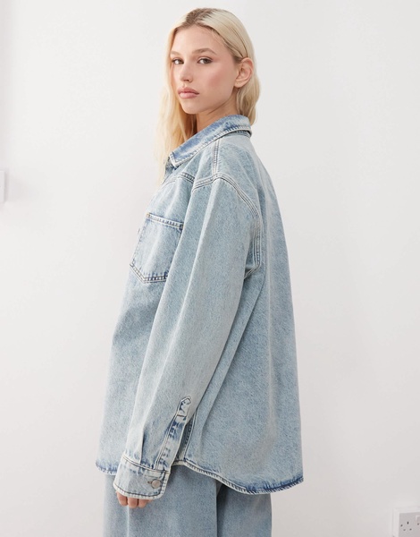 Reclaimed Vintage oversized western denim shacket in bleach wash - part of a set