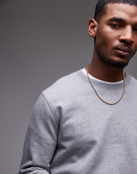 ARKET minimal jersey sweatshirt with crew neck in gray