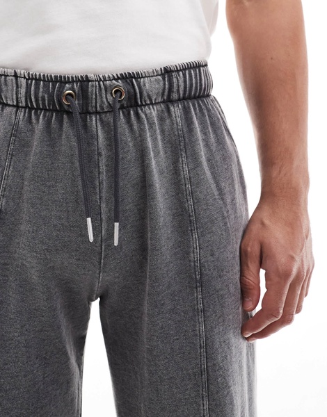 Brave Soul wide leg sweatpants in black acid wash