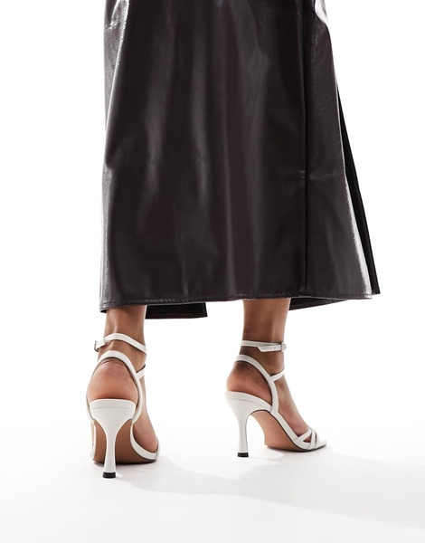 ASOS DESIGN Harlow mid heeled sandal in off-white