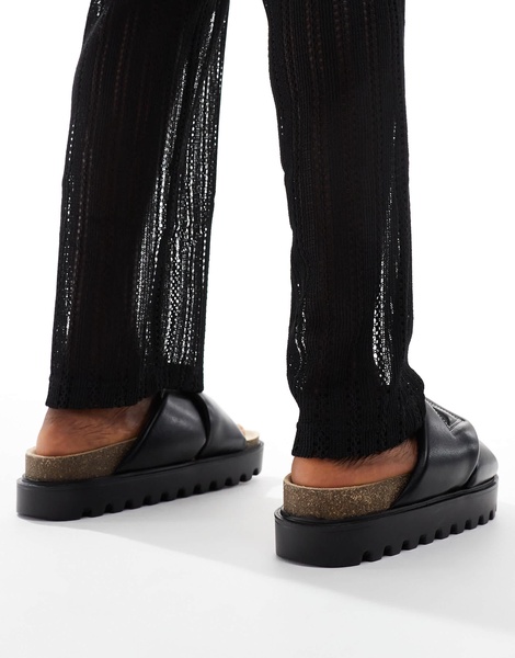 ASOS DESIGN slide sandals in black with chunky sole