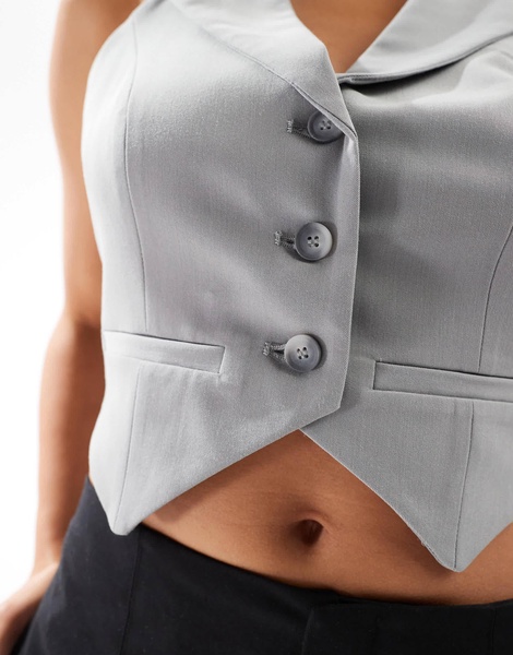 Bershka tailored vest in gray