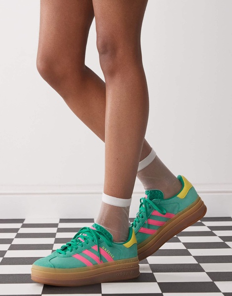 adidas Originals Gazelle Bold sneakers in green and pink