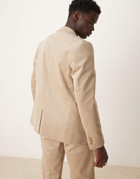 ASOS DESIGN regular corduroy suit jacket in stone