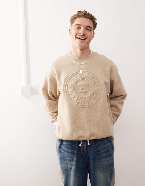 Aape By A Bathing Ape embossed logo sweatshirt in beige