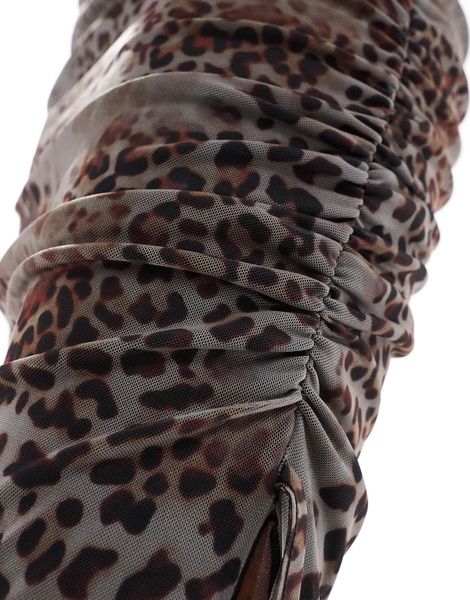 ASOS DESIGN asymmetric mesh maxi skirt in animal print - part of a set