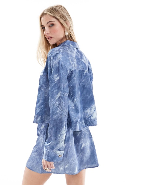 Vero Moda chuck on satin jacket in denim print - part of a set