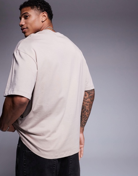 ADPT oversized T-shirt with birds chest print in cream