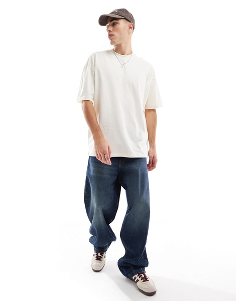 ASOS DESIGN boxy oversized t-shirt in off white with back print