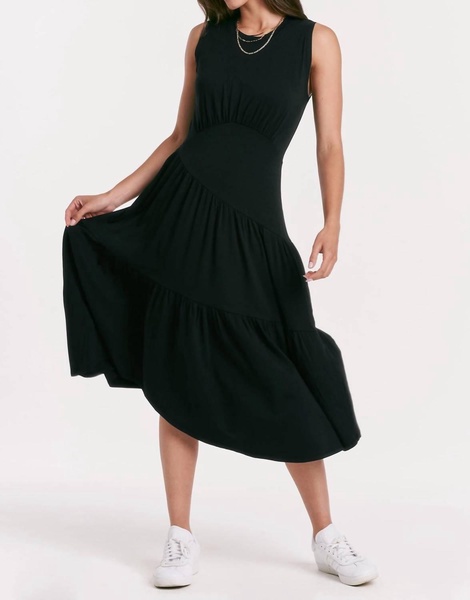 rome asymmetric dress in black