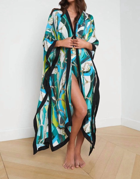 kara kimono coverup in blue/green