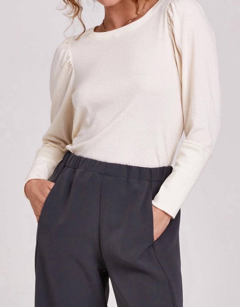 puff long sleeve top in cream