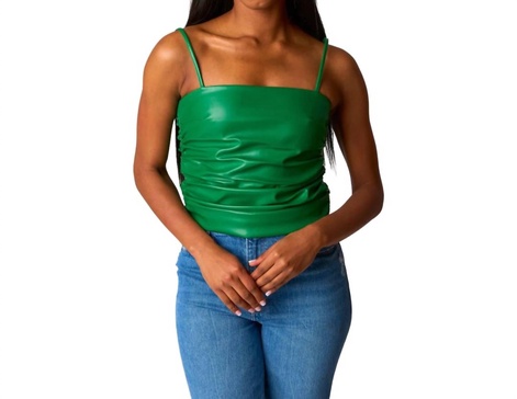 jolie vegan leather cropped tank top in green
