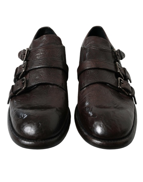 dolce & gabbana elegant triple buckle leather dress men's shoes