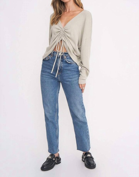 as if ruched front slouchy long sleeve in sueded sage