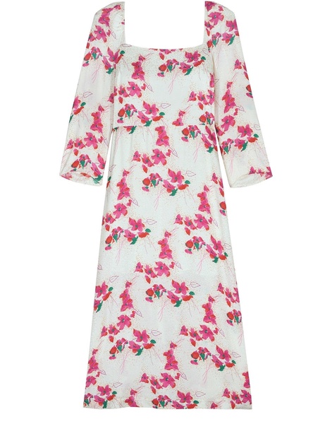 women's elonor ivory pink floral midi dress