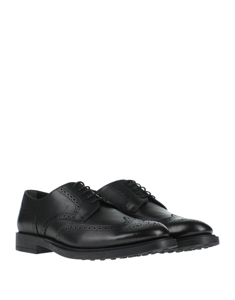 Black Perforated Boots with Lace-up Closure