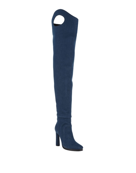 Burberry Wader Porthole Detail Topstitched Denim Boot