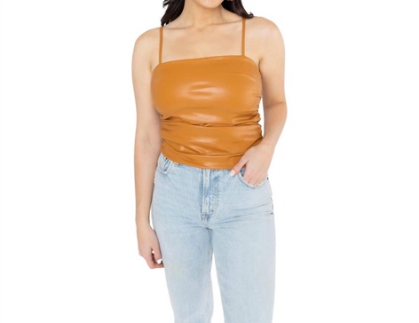 jolie vegan leather cropped tank top in sable