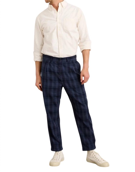 standard pleated pant in navy madras