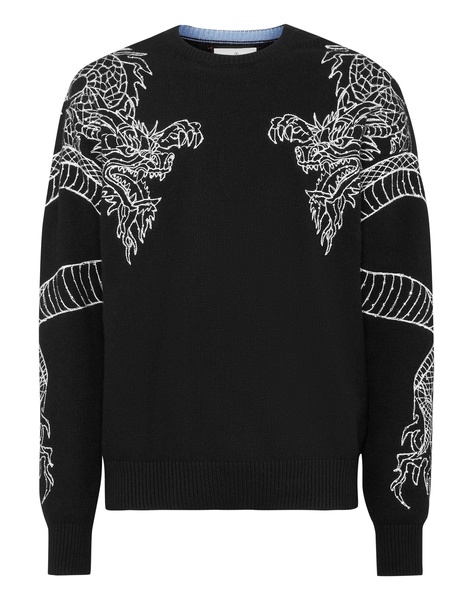 pullover round neck long-sleeve dragon