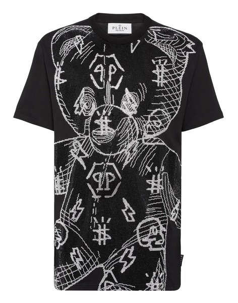t-shirt round neck ss teddy bear with crystals