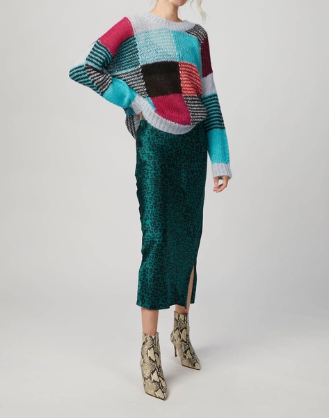jessica midi skirt in emerald leopard