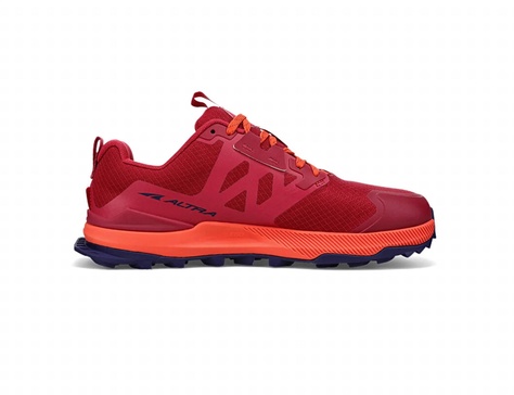 women lone peak 7 running shoes in dark red