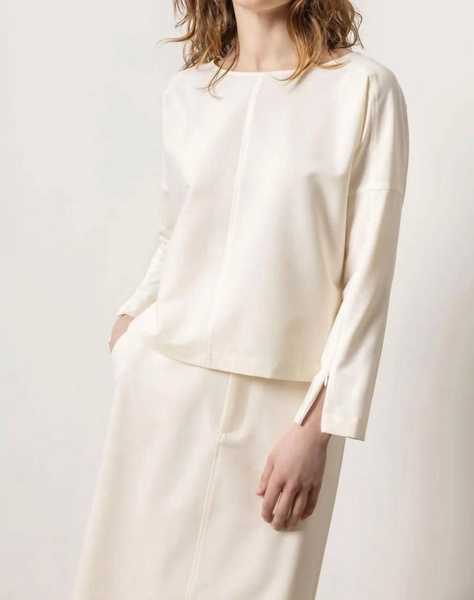 zip detail seamed top in winter white
