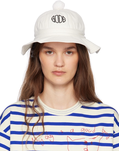 White Paneled Grandfather Bucket Hat