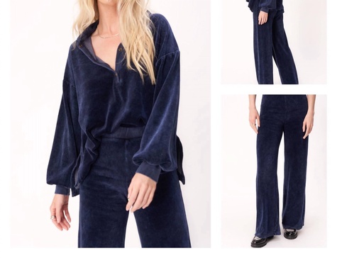 find me here velour pants in blue