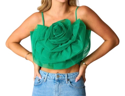 petal flower appliqué tank top in spruce