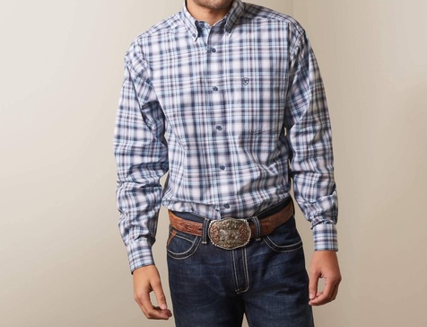pro series norbert classic fit shirt in white/navy