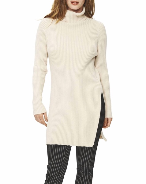 gamine knit turtleneck blouse in ivory