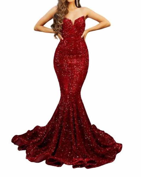 mermaid prom dress in red