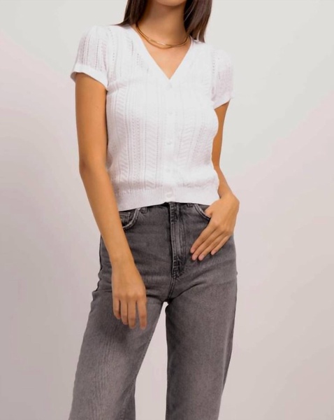 louis tight pointelle top in white