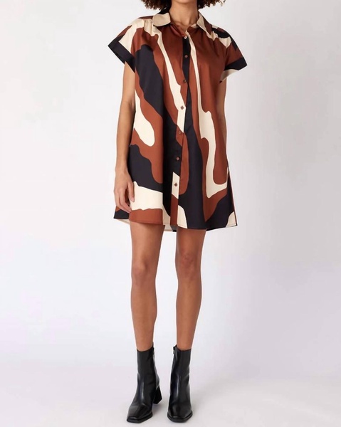 jennings dress in multi brown , black & white