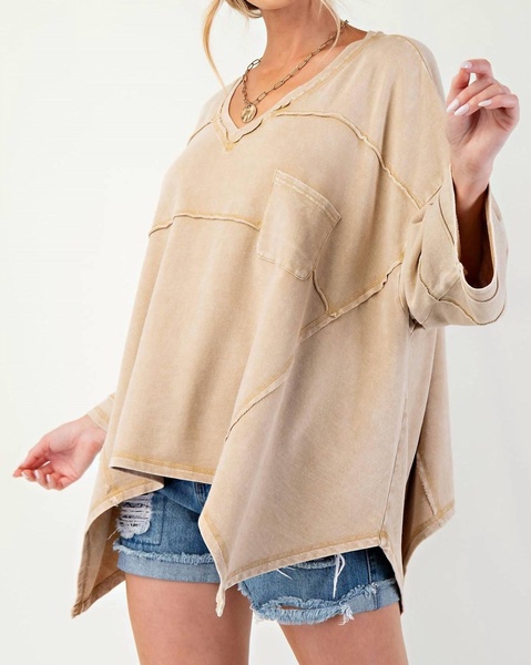 mineral washed oversized top in desert dune