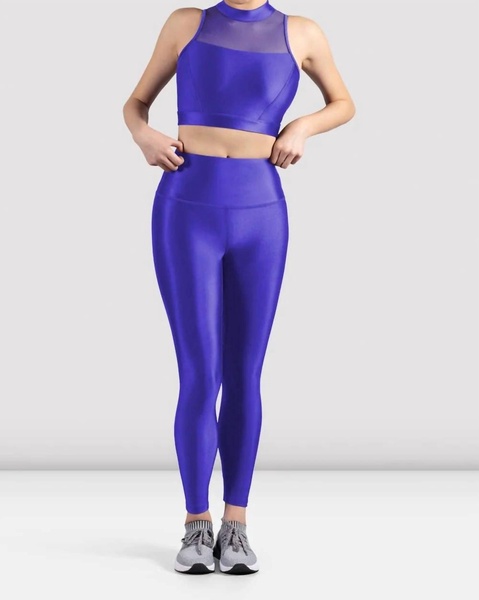 mirella glow high neck crop top in azure