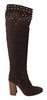 Dolce & Gabbana  Brown Suede Studded Knee High Shoes Boots