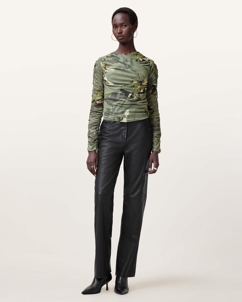 Hanako Print Mesh Wrap Top