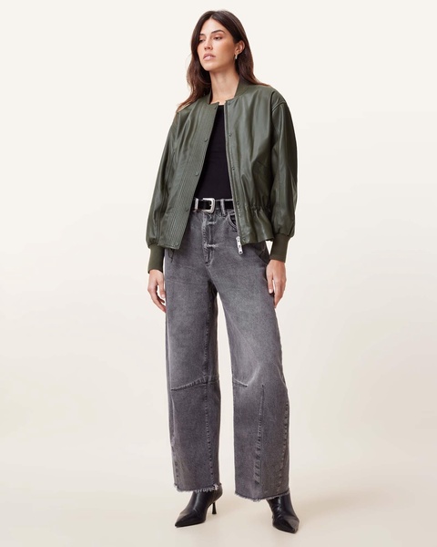 Sofi Drawstring Leather Bomber Jacket