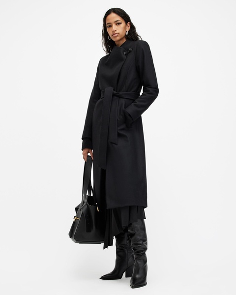 Riley Wrap Around Belted Long Line Coat