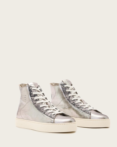 Tana Metallic Leather High Top Trainers