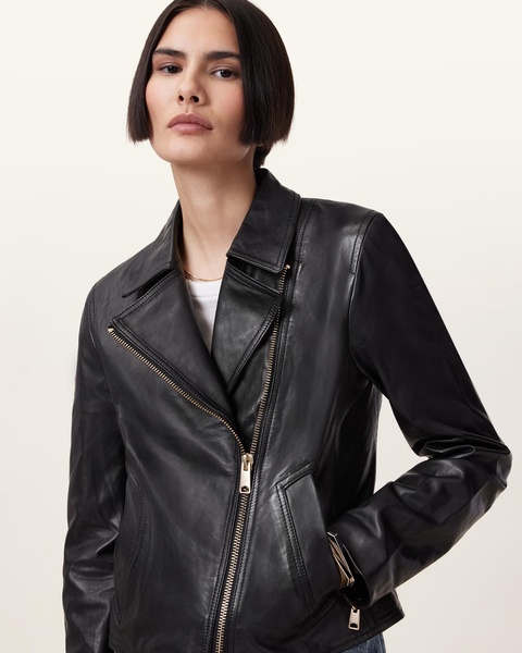 Vela Slim Fit Leather Biker Jacket