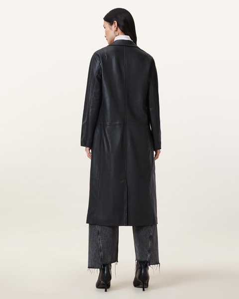 Aire Long Line Leather Coat