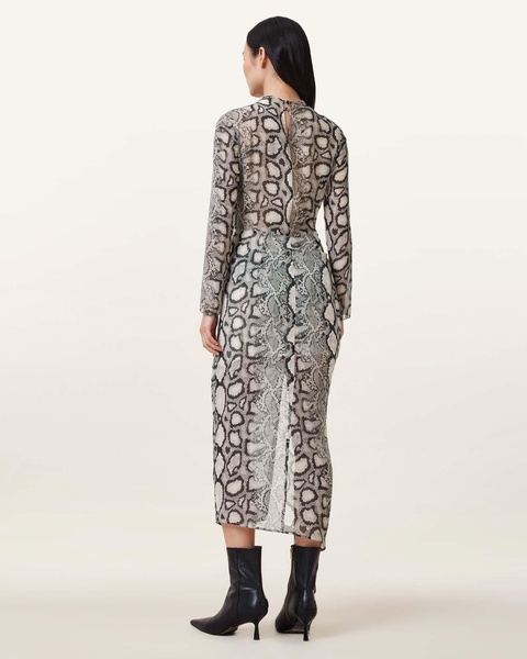 Rizo Snake Print Silk Blend Midi Dress