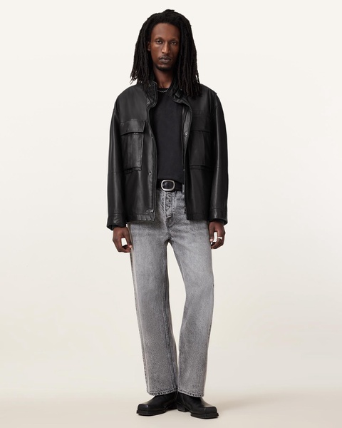 Halton Funnel Collar Leather Jacket