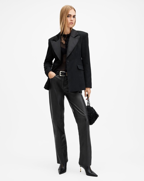 Saige Straight Fit Leather Pants