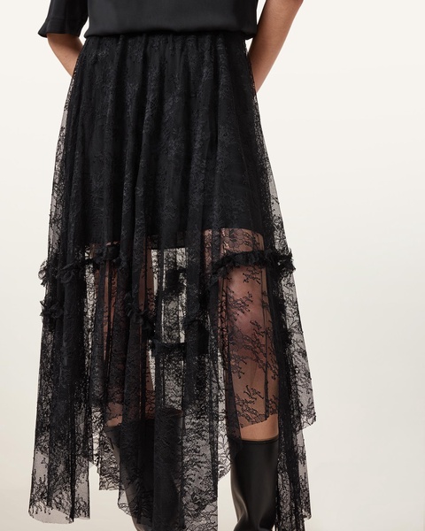 Jose Tiered Lace Midi Skirt